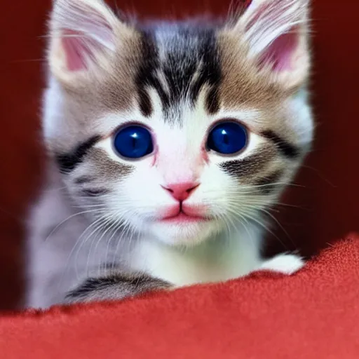 Image similar to a cute kitten with red fur photorealistic