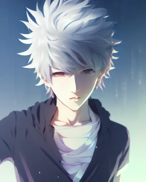 Image similar to extremely attractive soft feminine male anime character screenshot, nagito komaeda, anime, intricate, sharp focus, illustration, highly detailed, digital painting, cell shaded, concept art, matte, art by ilya kuvshinov and kyoto animation and wlop, ruan jia and greg rutkowski, studio quality, masterpiece