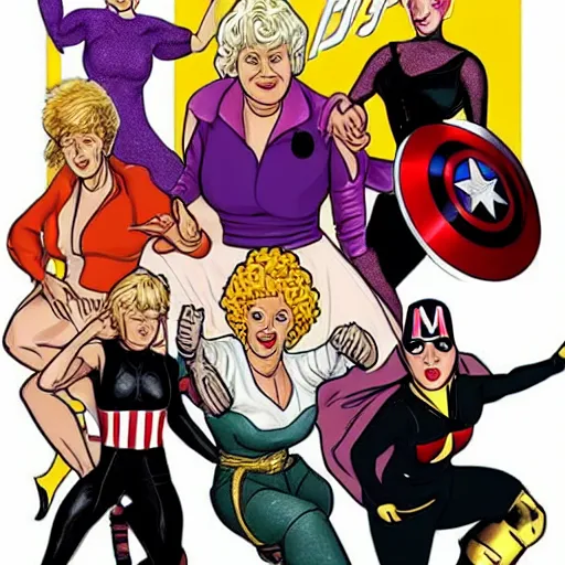 Image similar to The Golden Girls as Avengers