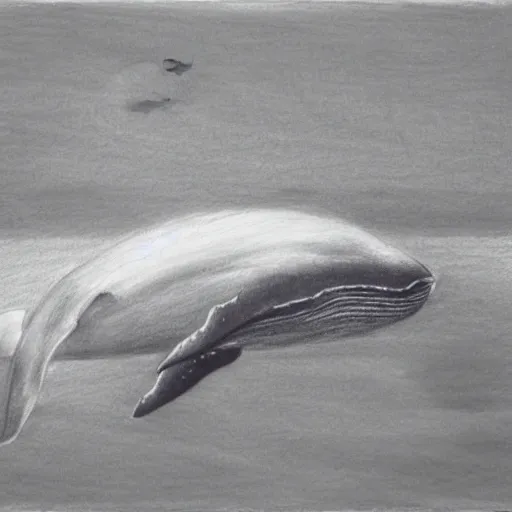 Image similar to a dark cloudy day, a whale swimming in the sky, pencil drawing, ultra realistic