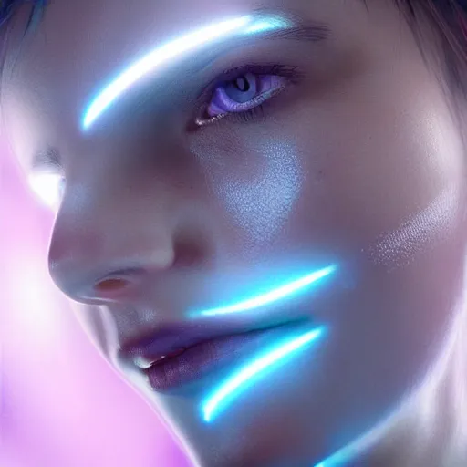 Prompt: face with light-emitting tatoos showing health information and vital sign visualizations ultra HD realistic wide focus 8k ultra soft light RTX on VFX octane render pixiv pinterest colorful more reflection