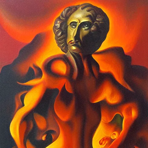 Image similar to hell fire oil painting by Szukalski