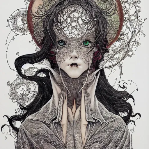 Prompt: prompt: Portrait painted in Mobius style drawn by Vania Zouravliov and Takato Yamamoto, inspired by Fables, intricate acrylic gouache painting, high detail, sharp high detail, manga and anime 2000