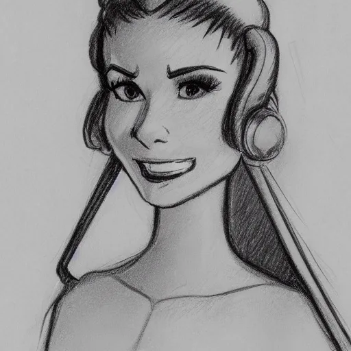 Image similar to milt kahl sketch of victoria justice as princess padme from star wars