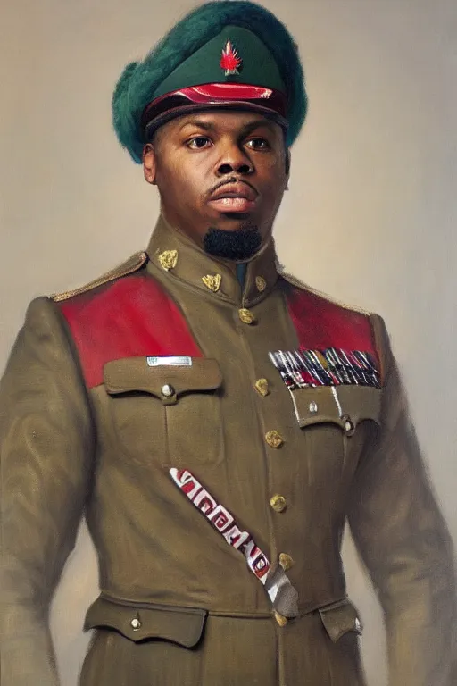 Prompt: full body portrait of the dictator of the toronto raptors, kyle lowry 1 8 8 9, in full military garb, oil on canvas by william sidney mount, trending on artstation