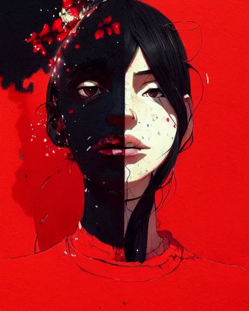 Prompt: close up, captivating, memorable, a ultradetailed beautiful photo of a unique woman wearing a cotton dress standing too too too close, staring at you by conrad roset, greg rutkowski and makoto shinkai trending on artstation
