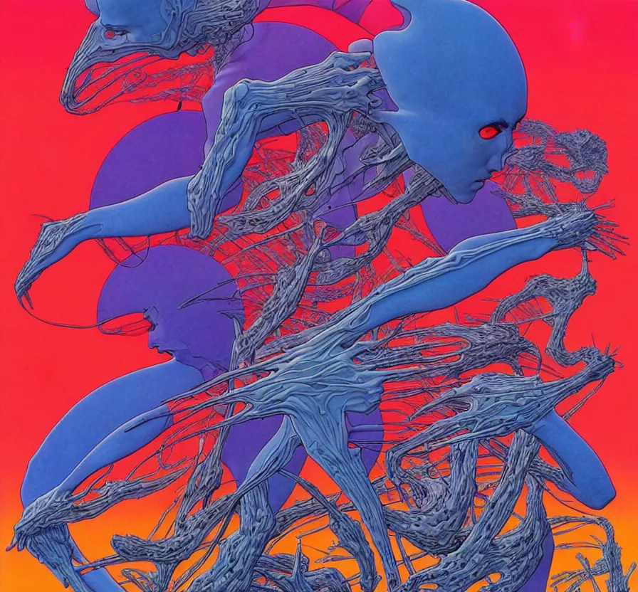 Image similar to ( ( ( ( pain ) ) ) ) by mœbius!!!!!!!!!!!!!!!!!!!!!!!!!!!, overdetailed art, colorful, artistic record jacket design