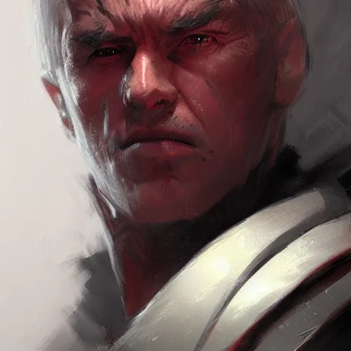 Prompt: portrait of a man by greg rutkowski, royalti jedi knigh, short black hair, star wars expanded universe, he is about 5 0 years old, elegant, prideful, wearing red jedi armor, highly detailed portrait, digital painting, artstation, concept art, smooth, sharp foccus ilustration, artstation hq