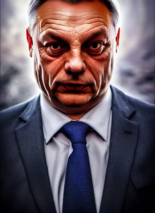 Image similar to photo of viktor orban in hell, in the style of stefan kostic, realistic, professionally, professionally color graded, half body shot, sharp focus, 8 k high definition, insanely detailed, intricate, elegant, art by stanley lau and artgerm