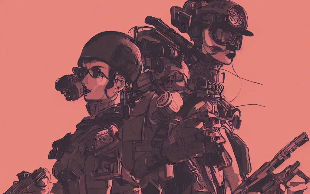 Image similar to very detailed, prophet graphic novel, ilya kuvshinov, mcbess, rutkowski, simon roy, illustration of a cyberpunk military woman, colorful, cinematic composition, studio lighting