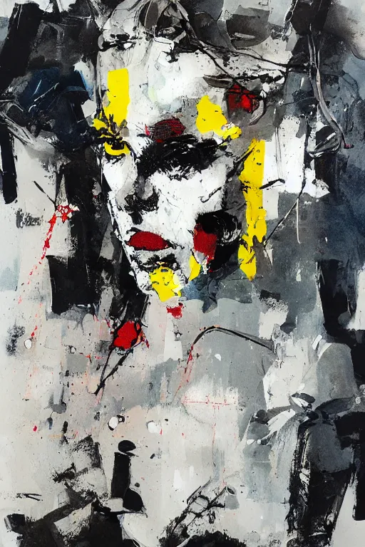 Prompt: Mixed media painting by Ashley Wood