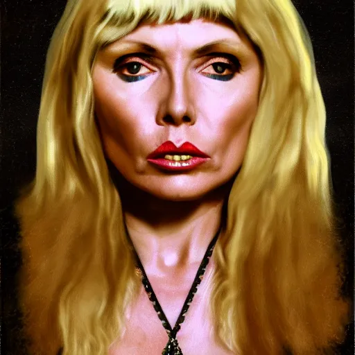 Image similar to baroque portrait of debbie harry 1974, corpsepaint, d&d, hyper realistic, sharp focus, 4k, fantasy digital painting