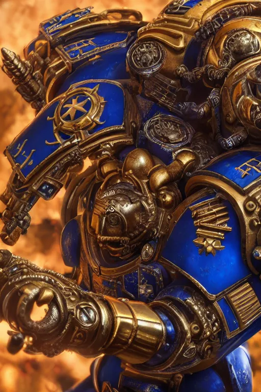 Image similar to a portrait of an ultramarine, space marine, warhammer 4 0 k setting, dynamic pose, intricate details, intricately detailed clothing, intricate textures, warm lighting, vivid colors, smoke and mist, realistic octane render, hyper realistic render, volumetric shading, depth of field, raytracing, 8 k,