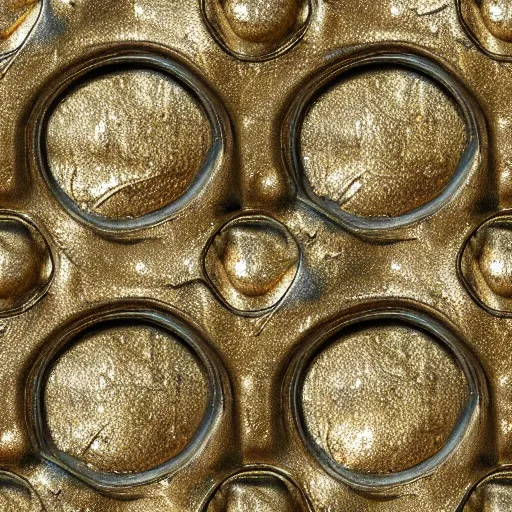 Image similar to seamless tialable texture of damaged metal gold, realistic, very detailed, beautiful, intricate details, sharp focus, substance designer, substance render, substance painter, marmoset, unreal engine, octane render