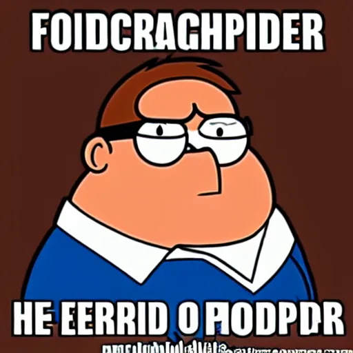 Prompt: found footage of Peter Griffin as a Discord moderator, neckbeard, photograph