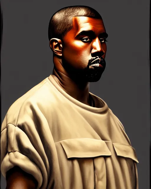 Image similar to medium - shot oil portrait of a clown played by kanye west, artstation, highly detailed digital painting, smooth, global illumination, fantasy art by greg rutkowsky, karl spitzweg, leyendecker