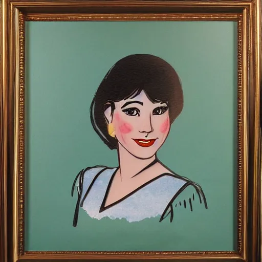 Prompt: a walt disney's style portrait of a woman with bangs hair, artwork by davis, marc
