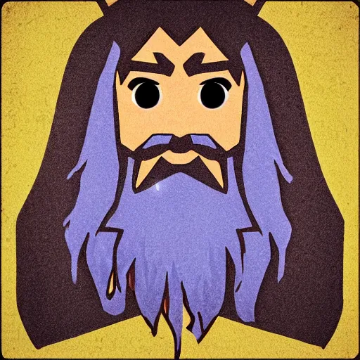 Prompt: a square art video game icon of a playable grand dark magic wizard with a long beard, highly detailed