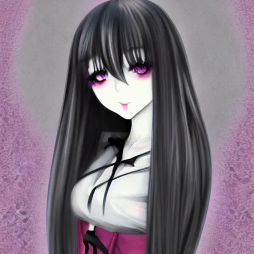 Image similar to kawaii expressionless gothiclolita syle anime girl with long silver hair by naka tsukashi