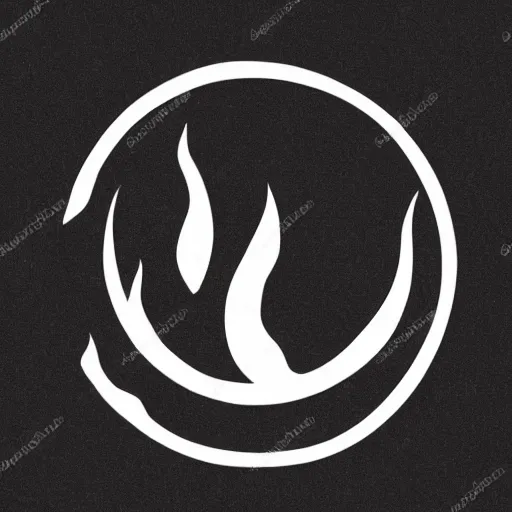 Prompt: high contrast black ink on white paper flame logo vector