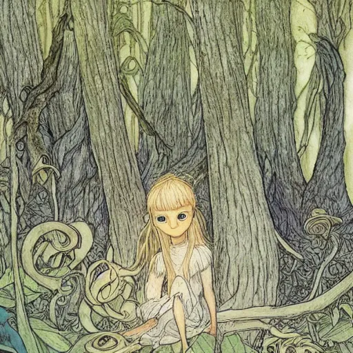 Image similar to a forest pixie by chris riddell and alan lee,