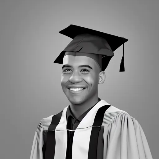 Image similar to college graduate, photorealistic, 8k, award winning, monochrome