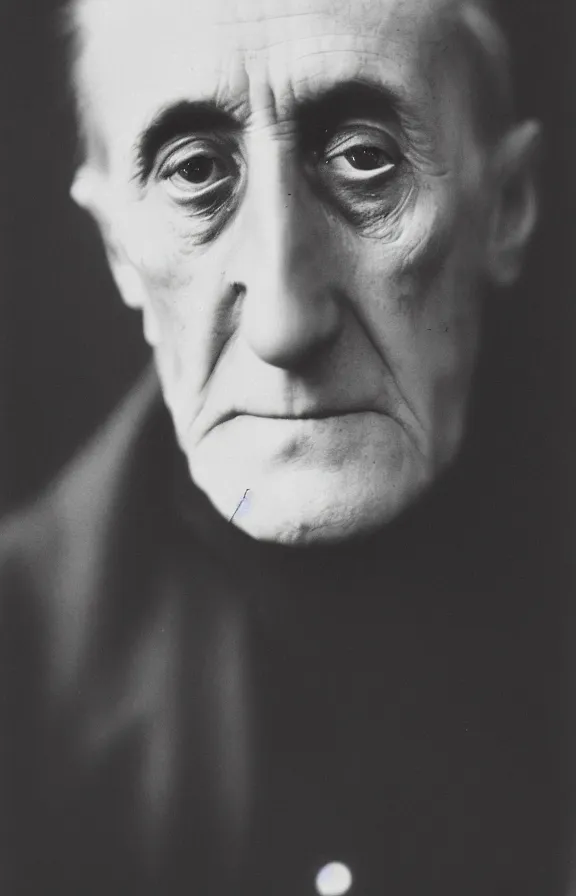 Image similar to a close - up casual photo of marcel duchamp with pensive eyes, 1 9 2 0 s monochrome snapshot, graflex 4 x 5, f 1. 8, 3 5 mm, ilford delta 3 2 0 0 pro