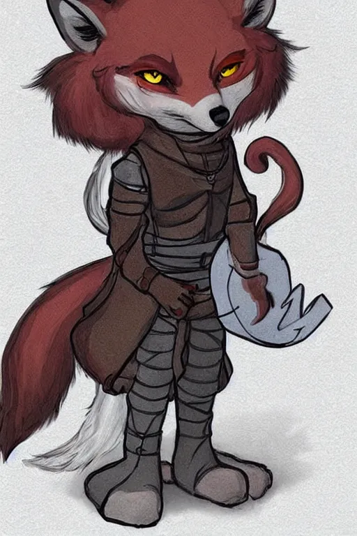 Image similar to a cute medieval anthropomorphic fox with a fluffy tail, comic art, trending on furaffinity, cartoon, kawaii, backlighting, furry art!!!, cool shading, concept art