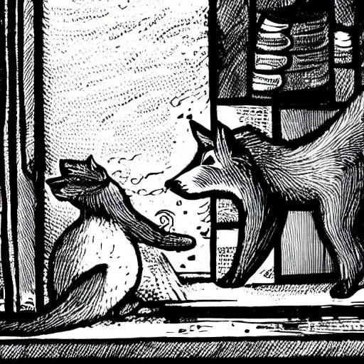 Image similar to illustration of the Aesop fable, the fox and the trip to home depot to buy a cordless drill