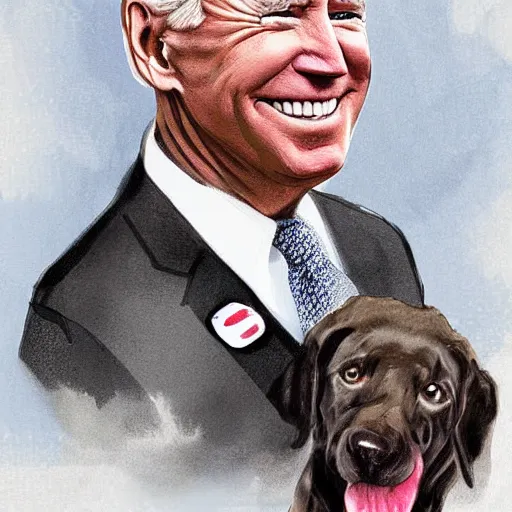 Prompt: portrait cute joe Biden with puppy dawg eyes, digital art