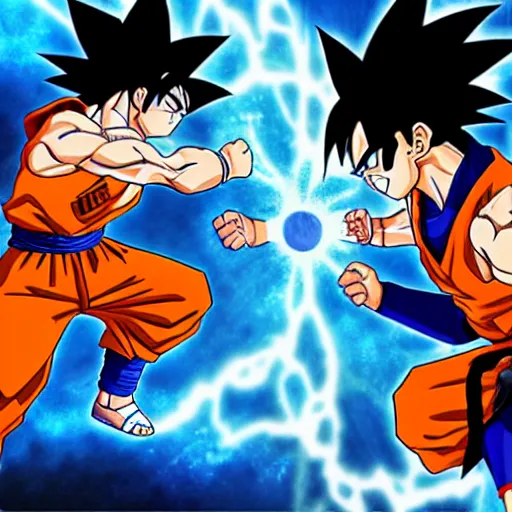 Prompt: Goku fighting against Naruto