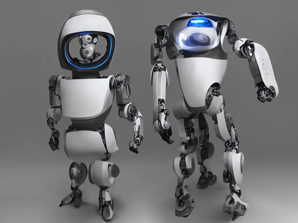 Image similar to Robot with a curved visor-like screen as a face, with a furry, but armour-plated body.