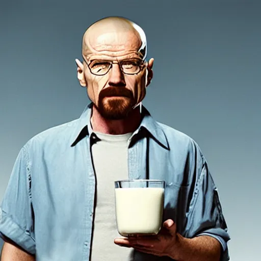 Image similar to walter white drinking milk