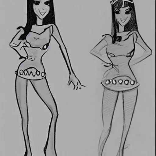 Image similar to milt kahl sketch of victoria justice with kim kardashian body as princess daisy from super mario bros