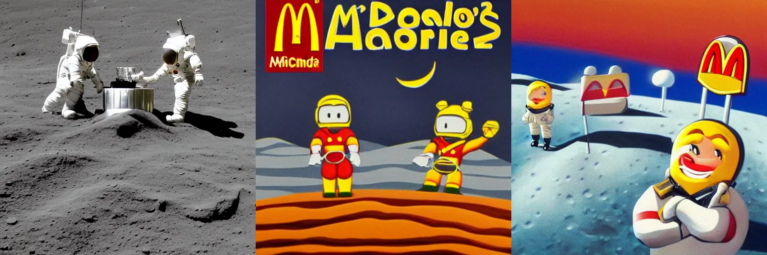 Prompt: a mcdonald’s on the lunar surface
