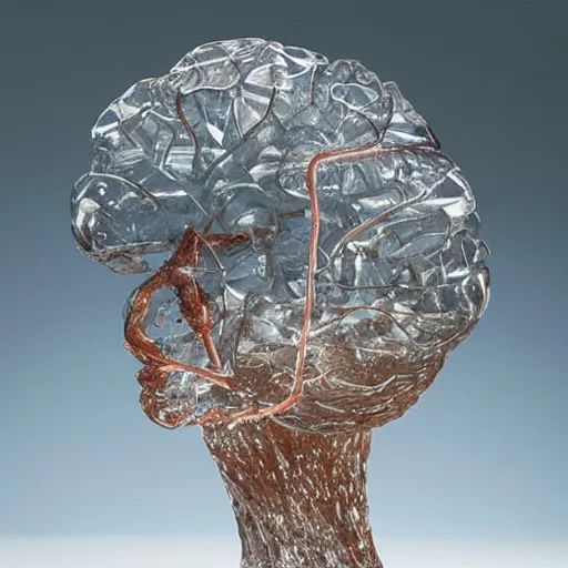 Prompt: a crystal cast sculpture of a brain