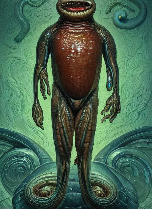 Prompt: far away, full body shot of elon musk as slimy anthropomorphic mollusk character, drool, intricate, elegant, highly detailed, digital painting, artstation, concept art, wallpaper, smooth, sharp focus, illustration, art by h. r. giger and artgerm and greg rutkowski and alphonse mucha