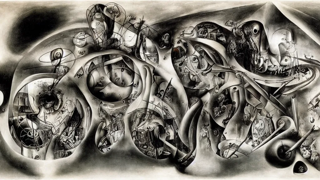 Image similar to a vision of interdimensional transport, by roberto matta, salvador dali, hans bellmer, giger