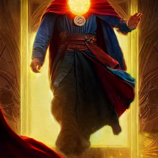 Image similar to bernie sanders as doctor strange, radiant light, caustics, heroic, bright iridescent light, by gaston bussiere, bayard wu, greg rutkowski, maxim verehin