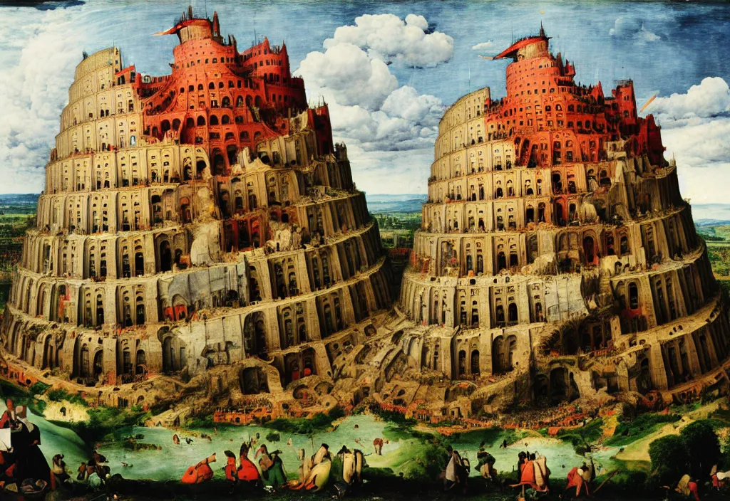 Prompt: the tower of babel after it collapses, by pieter breugel the elder