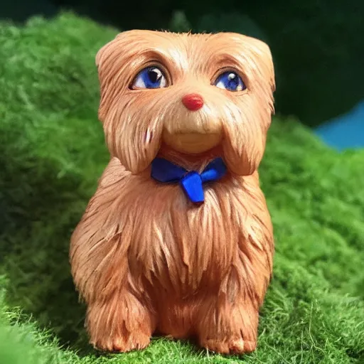 Image similar to A blond Norfolk terrier in the style of Studio Ghibli, very happy, detailed, award winning