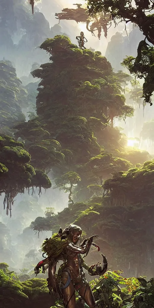 Prompt: an alien jungle landscape, apex legends, epic lighting, sketch illustration, ultra detailed, art by artgerm and greg rutkowski and alphonse mucha