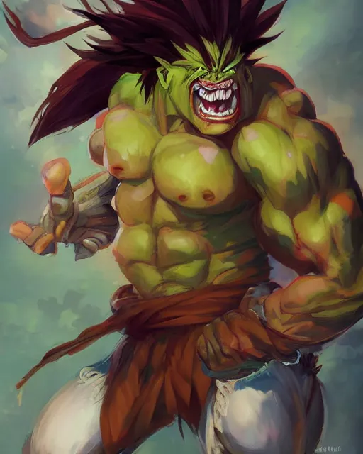 Prompt: An anime portrait of blanka from street fighter , by Stanley Artgerm Lau, WLOP, Rossdraws, James Jean, Andrei Riabovitchev, Marc Simonetti, and Sakimichan, highly detailed, ultra detailed, golden hour, trending on artstation, cgstudio