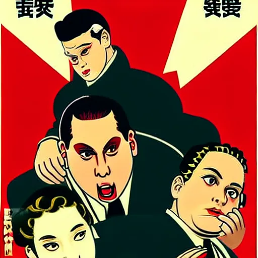 Image similar to how will we capture famous actor jonah hill? he is is causing trouble in this region. How do we stop him? NO JONAH HILLS ALLOWED. JONAH HILL is the subject of this ukiyo-e hellfire eternal damnation catholic strict propaganda poster rules religious. WE RULE WITH AN IRON FIST. mussolini. Dictatorship. Fear. 1940s propaganda poster. ANTI JONAH HILL. 🚫 🚫 JONAH HILL. POPE. art by joe mugnaini. art by dmitry moor. Art by Alfred Leete.