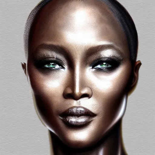 Prompt: beautiful, very strong, naomi campbell, middle aged, face, no makeup, no tattoos, warrior, battle hardened, head shot, fantasy, highly detailed, digital painting, artstation, concept art, sharp focus, illustration, art by jodie muir and brom