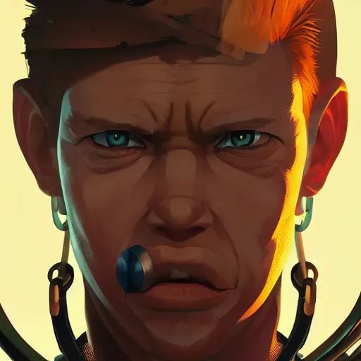 Image similar to face icon stylized minimalist mad max beyond thunderdome, loftis, cory behance hd by jesper ejsing, by rhads, makoto shinkai and lois van baarle, ilya kuvshinov, rossdraws global illumination