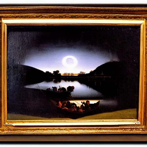 Prompt: moonlit lake by caravaggio, photorealistic,