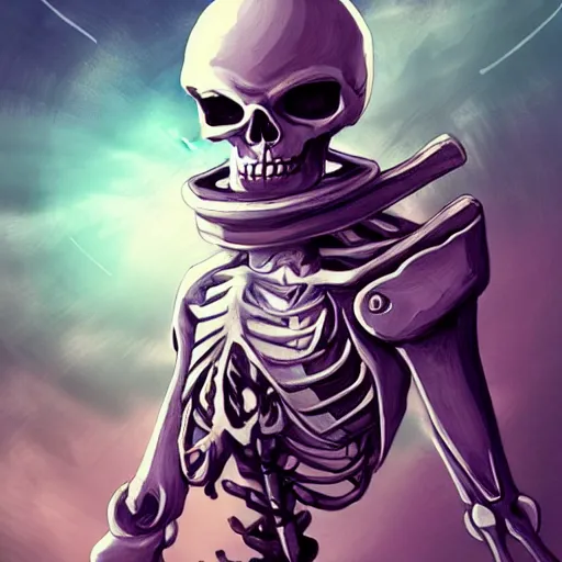 Image similar to skeleton space pirate holding a vibrosword, epic sci - fi character art