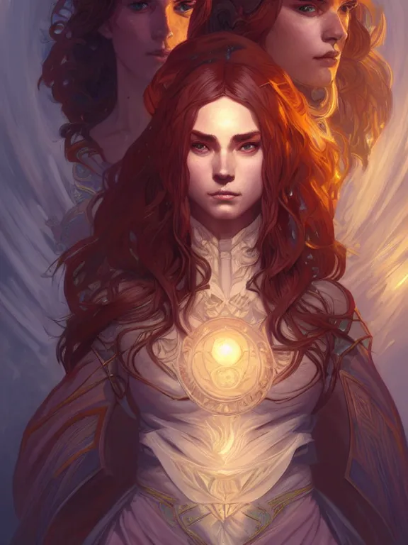 Image similar to symmetry!! intense fanart of a mage warrior as acotar protagonist, intricate, elegant, highly detailed, my rendition, digital painting, artstation, concept art, smooth, sharp focus, illustration, art by artgerm and greg rutkowski and alphonse mucha