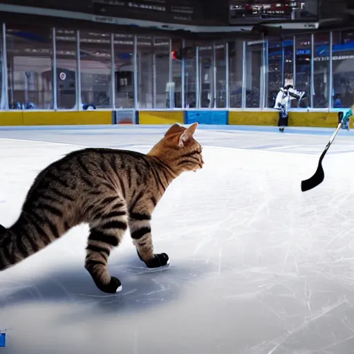 cats playing ice hockey, unreal engine 5 4 k,, Stable Diffusion